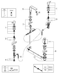 Смеситель для раковины GROHE Lineare на 3 отверстия, M-size, хром (20304001)
