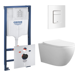 Комплект инсталляции GROHE Rapoid SL 3 в 1 с унитазом Aquatek СОФИЯ AQ1801T-00 и звукоизоляционным комплектом (NW0769)