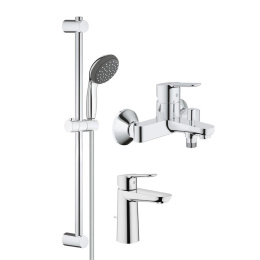 Комплект смесителей GROHE Start Edge для раковины, ванны с душевым гарнитуром, хром (120210)
