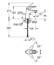 Смеситель для раковины GROHE Eurostyle, хром (23567003)