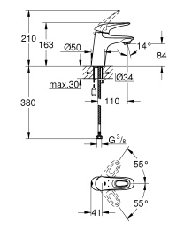 Смеситель для раковины GROHE Eurostyle с цепочкой, хром (23566003)
