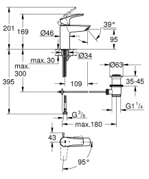 Смеситель для раковины GROHE Eurosmart, S-size, хром (32926003/U), уцененный товар