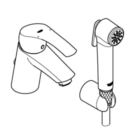 Смеситель для раковины GROHE Eurosmart с гигиеническим душем, S-size, хром (23124002/U), уцененный товар