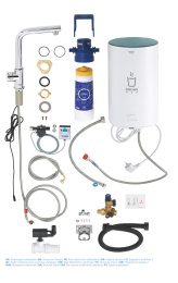 Комплект для кухни GROHE Red Mono с L-образным вентилем, бойлером M-Size и фильтром, хром (30339001)