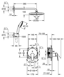Душевая система GROHE BauEdge со смесителем для душа, хром (25290000)
