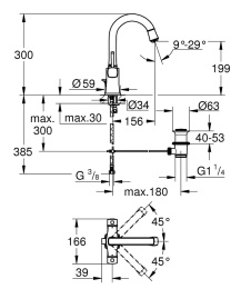 Смеситель для раковины GROHE Grandera, L-size, хром/золото (21107IG0)