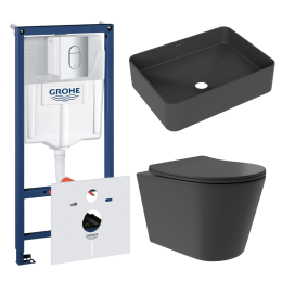 Комплект инсталляции GROHE Rapid SL NW0145/S с унитазом Aqueduto CONE Plus CONT0240 и раковиной Aqueduto ESPIRAL ESP0440 (NW0497)