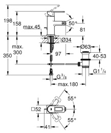 Смеситель для биде GROHE Quadra с донным клапаном, хром (32636000)