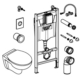 Комплект инсталляции GROHE Solido 4 в 1 с подвесным унитазом и сиденьем (39498000)