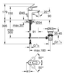 Смеситель для раковины GROHE Start Loop с донным клапаном, хром (23349000)