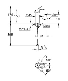 Смеситель для раковины GROHE Start Loop, гладкий корпус, хром (23351000)