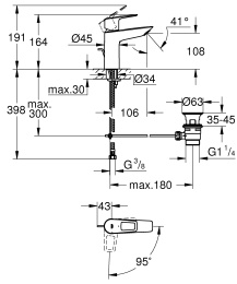 Смеситель для раковины GROHE BauLoop, M-size, хром (23887001)