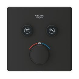 Внешняя часть термостата GROHE Grohtherm SmartControl на 2 выхода, фантомный чёрный (102166KF00)