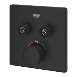 Внешняя часть термостата GROHE Grohtherm SmartControl на 2 выхода, фантомный чёрный (102166KF00)