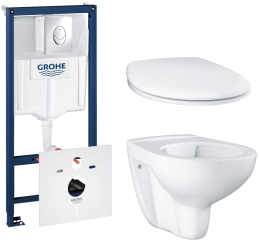 Комплект инсталляции GROHE Rapid SL 4 в 1 с унитазом Bau Ceramic и сиденьем (NW0119)