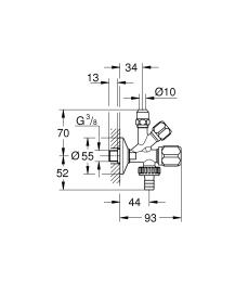 Вентиль угловой комбинированный GROHE 3/8 дюйма, хром (22033000)