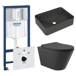 Комплект инсталляции GROHE Rapid SL NW0145/S с унитазом Aqueduto CONE CON0140 и раковиной Aqueduto ESPIRAL ESP0440 (NW0513)