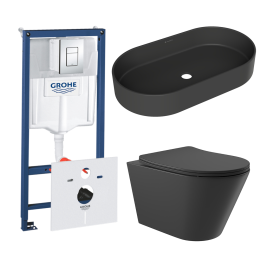 Комплект инсталляции GROHE Rapid SL 38775001 с унитазом Aqueduto CONE CONT2140 и раковиной Aqueduto ESPIRAL ESP0240 (NW0614)