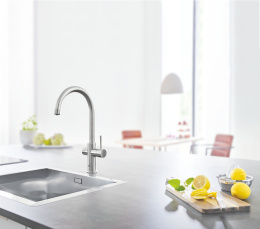 Смеситель для кухонной мойки GROHE Blue Home с системой фильтрации, охлаждения и газирования воды, суперсталь (31455DC1)