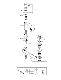 Смеситель для раковины GROHE Start Edge с донным клапаном, M-Size, хром (23774000)