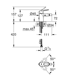 Смеситель для биде GROHE Start Loop с цепочкой, хром (23353000)