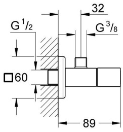 Угловой вентиль GROHE Universal Cube, 1/2"x3/8", суперсталь (22012DC0)