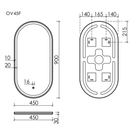 Зеркало с подсветкой Sancos Овал (Oval), 450х900 мм (OV45F)