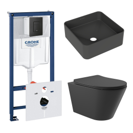 Комплект инсталляции GROHE Solido 38811KF0 с унитазом Aqueduto CONE CON0140 и раковиной Aqueduto ESPIRAL ESP0340 (NW0391)