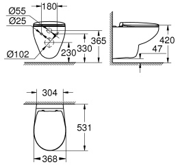 Комплект инсталляции GROHE Bau Ceramic с унитазом и сиденьем (NW0122)