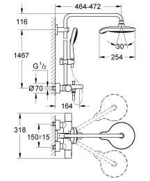 Душевая система GROHE Power&Soul Cosmopolitan с термостатом для ванны, хром (27907000)
