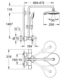 Душевая система GROHE Power&Soul 190 с термостатом для ванны, хром (27913000)