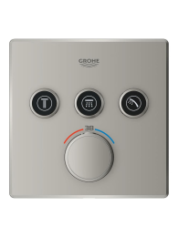 Внешняя часть термостата для душа GROHE Grohtherm SmartControl на 3 потребителя, сатиновая сталь (29126MS0)