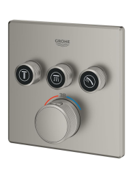 Внешняя часть термостата для душа GROHE Grohtherm SmartControl на 3 потребителя, сатиновая сталь (29126MS0)