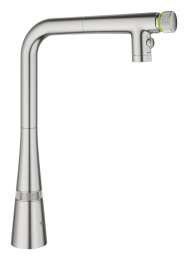 Смеситель для кухни GROHE Zedra SmartControl с вытяжным изливом 2jet, суперсталь (31886DC0)