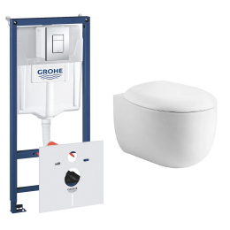 Комплект инсталляции GROHE 38775001 с унитазом Aquatek АЛЬТАИР и сиденьем с микролифтом (NW0149/S)