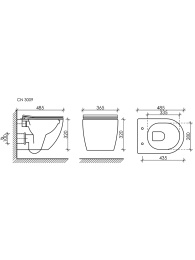 Подвесной унитаз Ceramicanova Форма безободковый, белый (CN3009)