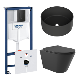 Комплект инсталляции GROHE Solido 38811KF0 с унитазом Aqueduto CONE CONT2140 и раковиной Aqueduto ESPIRAL D400 ESP0140 (NW0596)