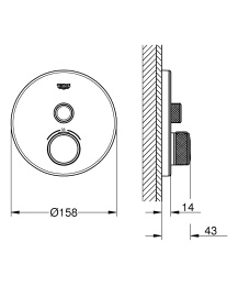 Внешняя часть термостата для душа GROHE Grohtherm SmartControl на 1 потребителя, белая луна (29150LS0)