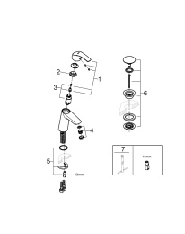 Смеситель для раковины GROHE Eurosmart с нажимным донным клапаном, M-Size, хром (23923002)