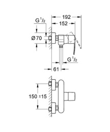 Смеситель для душа GROHE Wave Cosmopolitan, хром (23208000)