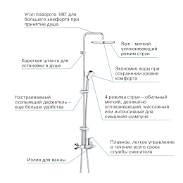 Душевая система GROHE Tempesta Cosmopolitan 250 со смесителем для ванны, хром (26674000)