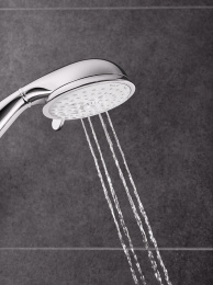 Душевой гарнитур GROHE Tempesta Rustic 100 с мыльницей, 4 режима струи, душевая штанга 600 мм, 9,5 л/мин, хром (27609001)