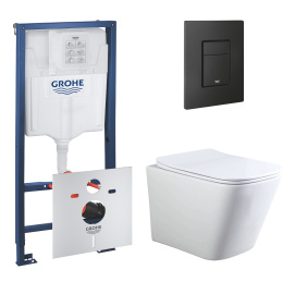Комплект инсталляции GROHE Solido 3 в 1 с унитазом Aquatek ЛИБРА AQ1148T-00 и звукоизоляционным комплектом (NW0766)