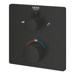 Внешняя часть термостата для ванны и душа GROHE Grohtherm с  переключателем на 2 положения, матовый чёрный (1022112430)
