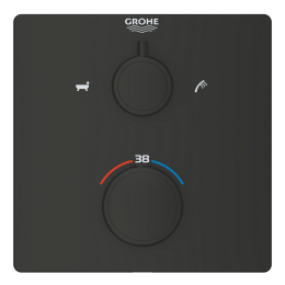 Внешняя часть термостата для ванны и душа GROHE Grohtherm с  переключателем на 2 положения, матовый чёрный (1022112430)
