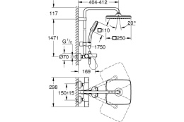 Душевая система GROHE Tempesta System 250 Cube с термостатом для ванны, хром (26691001)