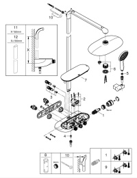Душевая система GROHE Rainshower System SmartControl 360 DUO с термостатом для душа, хром (26250000)