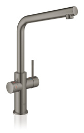 Комплект для кухни GROHE Red Duo II с бойлером M-size, смеситель с L-образным изливом, темный графит матовый (30327AL1)