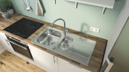 Мойка GROHE K200 60-S 96.5/50 1.5 оборачиваемая с корзинчатым вентилем, нержавеющая сталь (31564SD1)