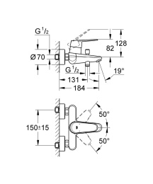 Смеситель для ванны GROHE Eurodisc Cosmopolitan, хром (33390002/U2A), уцененный товар
